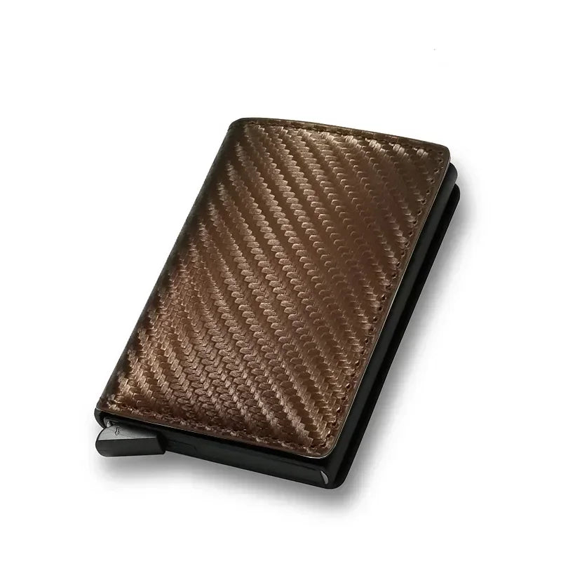 KIMLUD, Carbon Fiber Card Holder Wallets for Men RFID Portable Trifold PU Slim Mini Wallet Male Purses Wallet Women pasjeshouder, Carbon Fiber Bronze, KIMLUD Womens Clothes