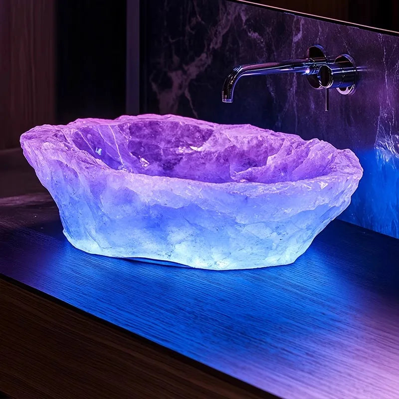 Resin dream crystal stone wash basin custom sales office model room bathroom single basin art table basin