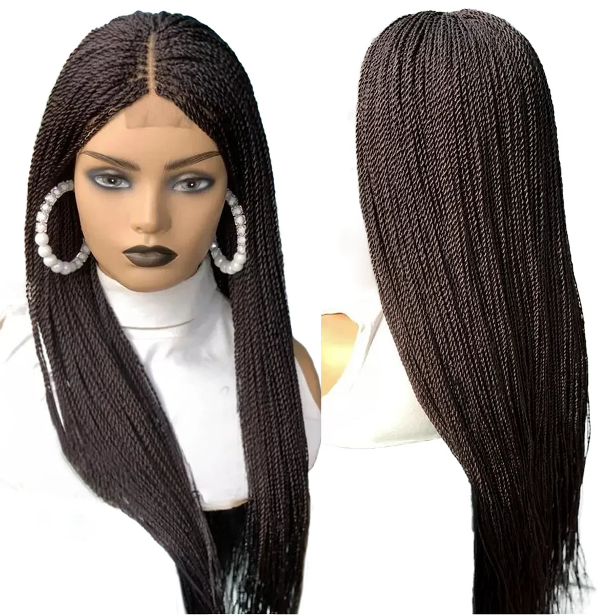 Lace Front Wig – 5x5 HD Closure Glueless – Kanekalon Micro Twist – Chestnut Brown | KIMLUD