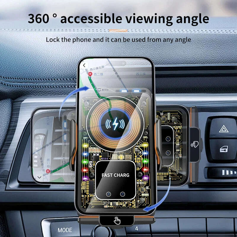 KIMLUD, Max 66W Magnetic 15W Car Wireless Charger Fast Charging Auto-Clamping RGB Light Phone Holder Stand Bracket For iPhone Samsung, KIMLUD Womens Clothes