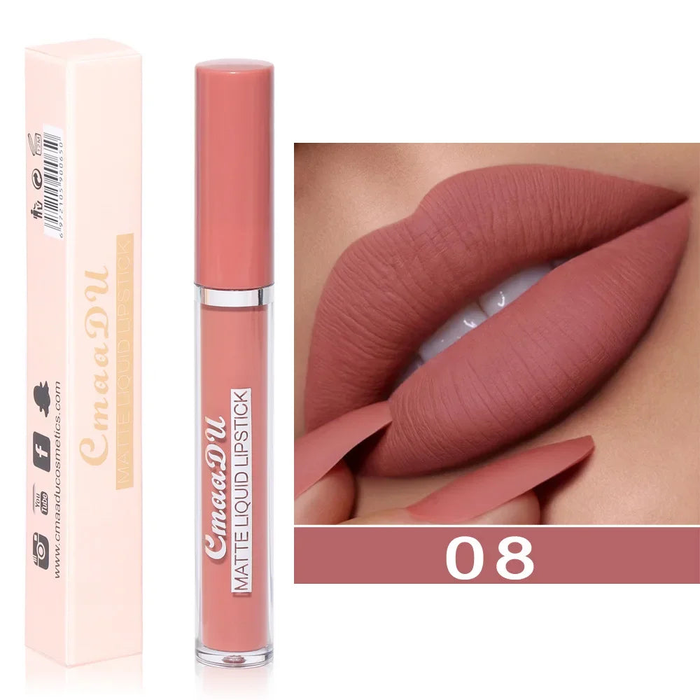 Nude Velvet Matte Lipstick Long Lasting Waterproof Rendering Non-stick Cup Makeup Lip Glaze Lips Liner Pencil Woman Cosmetics