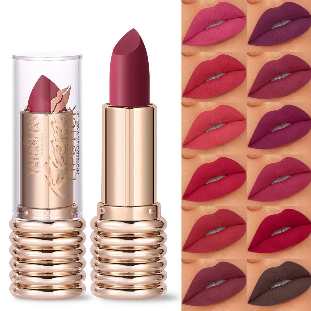 1pc Matte Lipsticks Waterproof Velvet Nude Lipstick Sexy Red Lip Stick Pigment Makeup Pink Lip Gloss Long Lasting Makeup