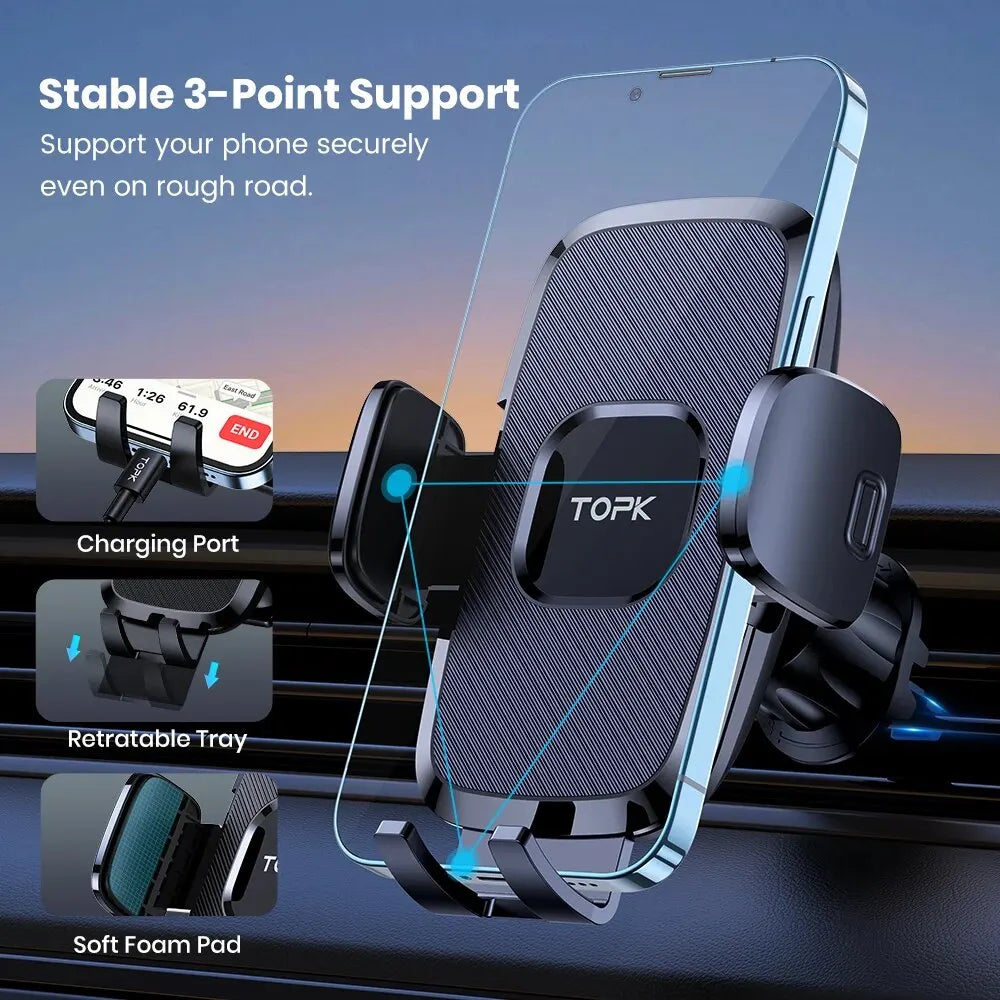 Car Phone Holder Mount – Air Vent Clip – Universal – Black | KIMLUD