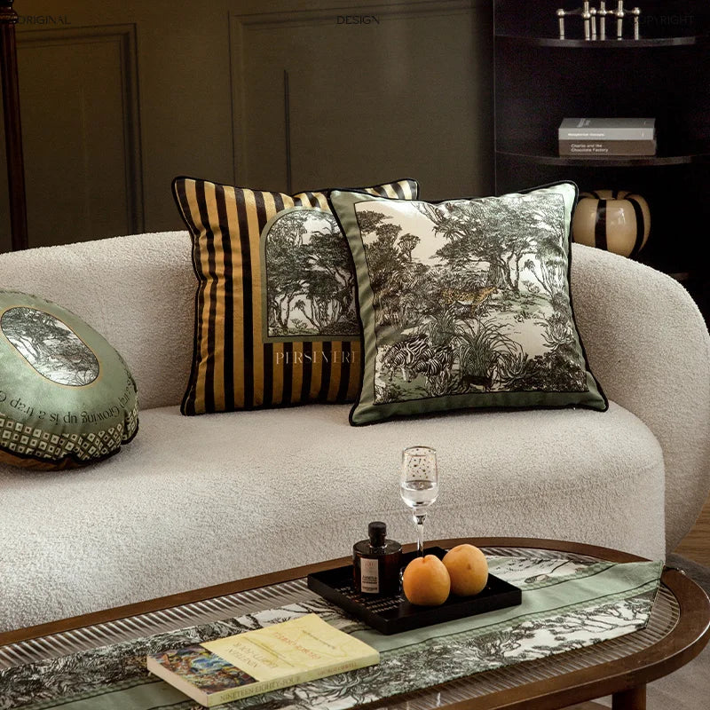 Green Jungle Wild Life Cushion Cover,Soft Qulity,Velvet Leopard Pillowcase,Shell Light,Luxury Designer Art Cushion,Home Decor