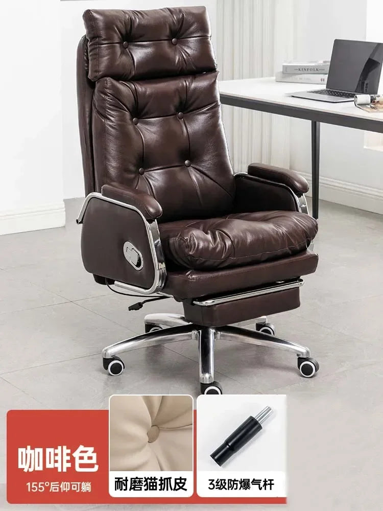 Leather Wheel Office Chair Adjustable Comfortable Modern Ergonomic Chair Mobile Computer Designer Silla Oficina Salon FurnitureY