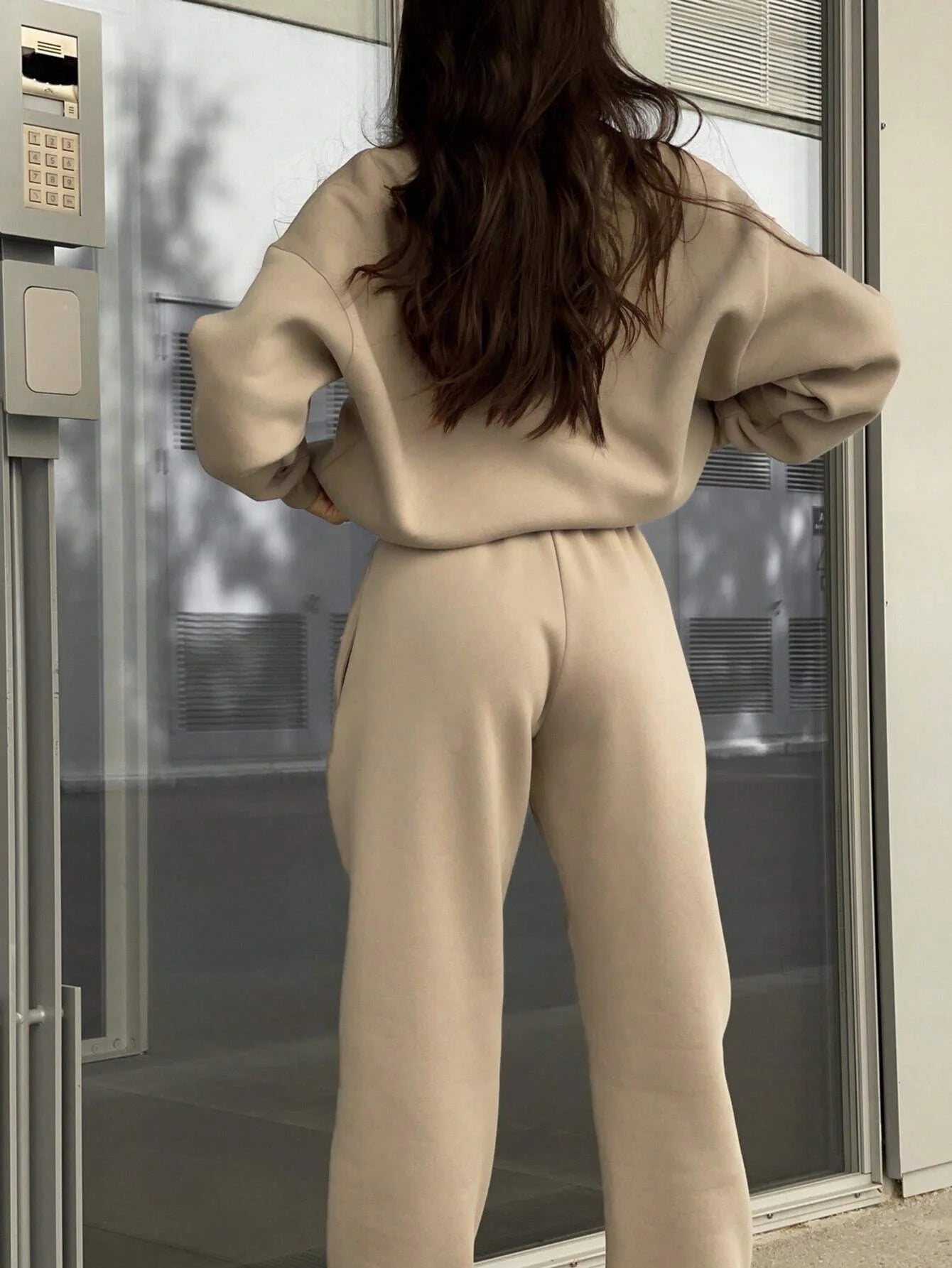 2025 Костюм Женский Спортивный Stand Collar Half Zipper Solid Color Long Sleeve Sports Pullover Sweatshirt Trousers 2 Piece Set