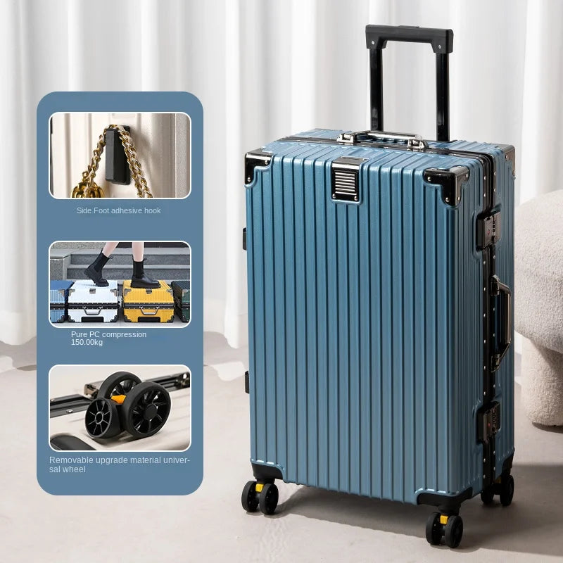 Aluminum Frame Lightweight Travel Suitcase — White | KIMLUD