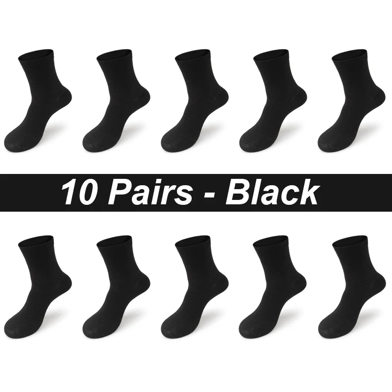 Bamboo Fiber Compression Socks Long Crew for Men — Black | KIMLUD