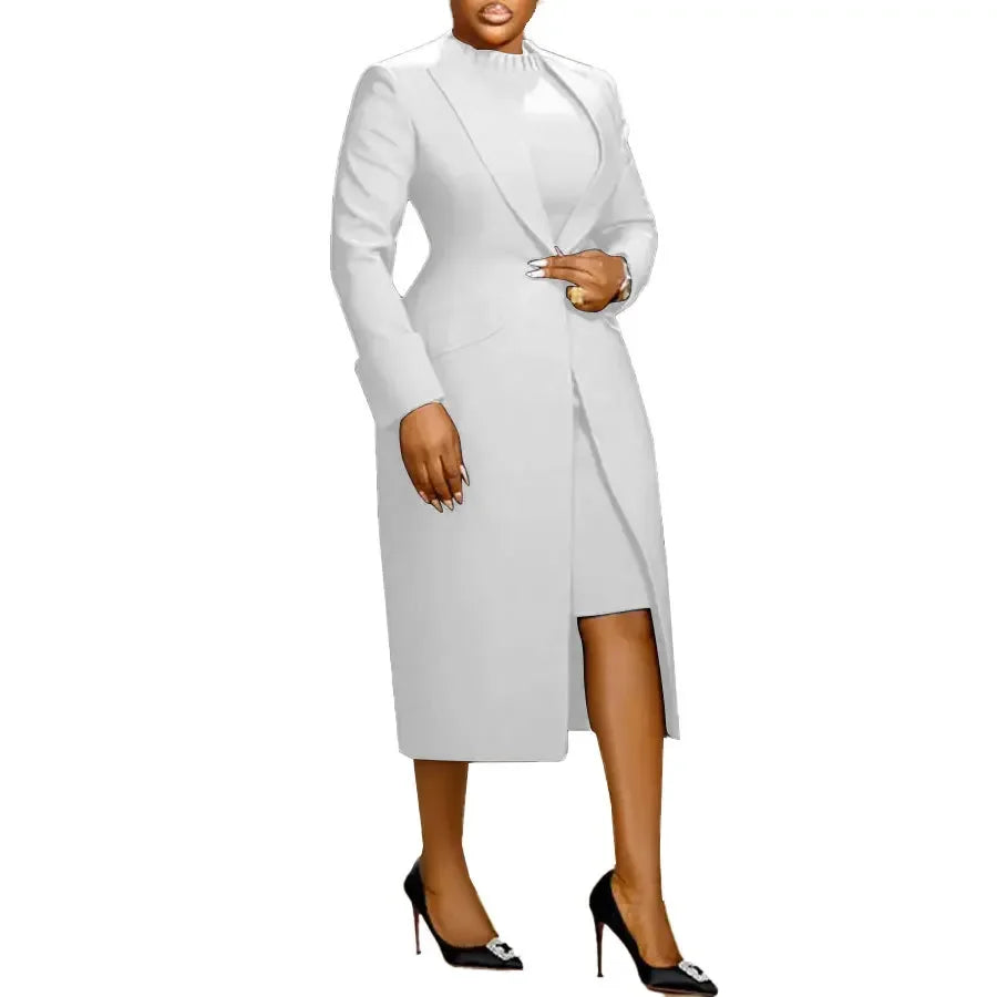 BWQ Women's Set Full Sleeve Long Blazer Coat+ Long Dress Suit 2026 Winter Streetwear Two 2 Piece Set Africa OL Work Outfits