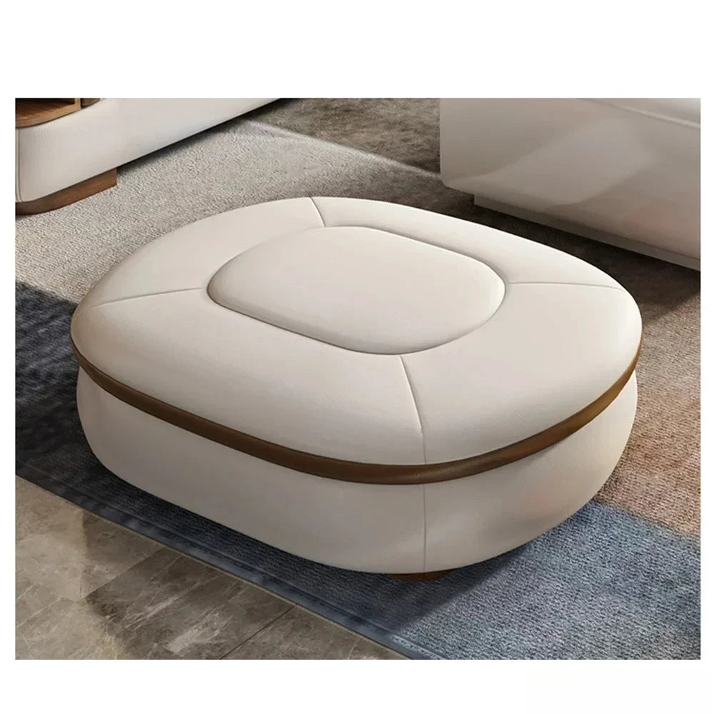 Genuine Leather Solid L-Shaped Sofa — Black | KIMLUD