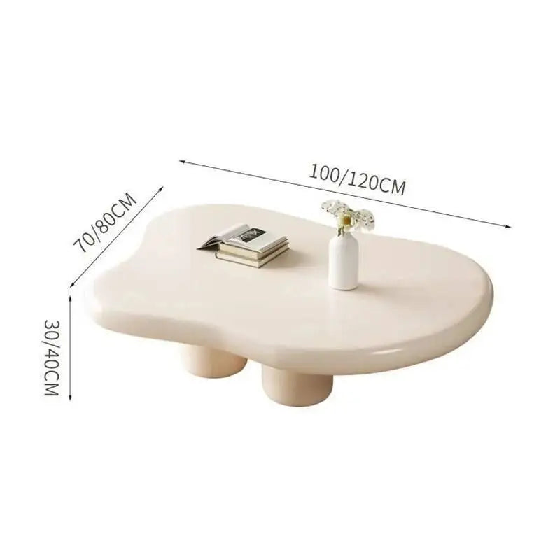 Mid Century Wood Coffee Table Set With Storage Sculptural Design — White | KIMLUD