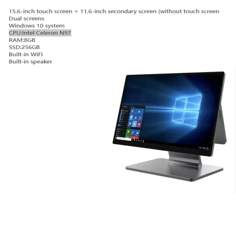 NEW 1366 * 768 Resolution 15.6 Inch Touch Screen Desktop Pos Terminal Cash Register Pos System All in One Windows 10
