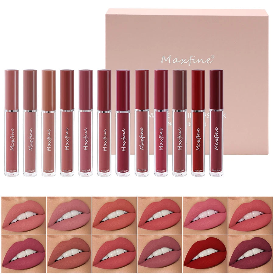 Matte Lip Gloss Set Six Shade Palette — Rose | KIMLUD