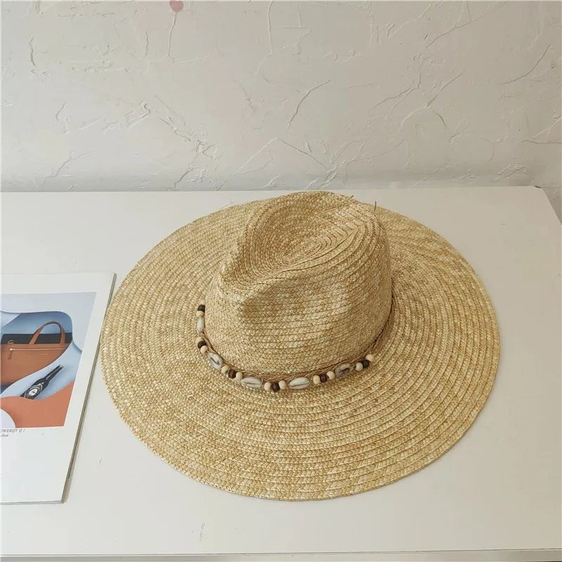 Elegant Straw Sun Hat With Ribbon — Natural | KIMLUD