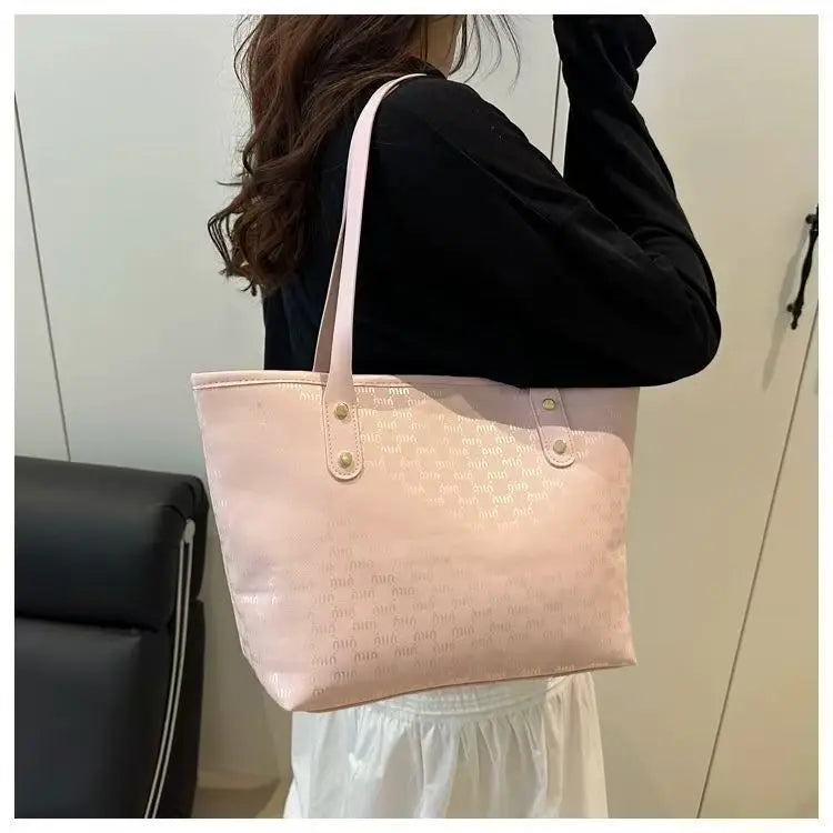 Textured Canvas Tote Handbag With Checkered Design — Black | KIMLUD