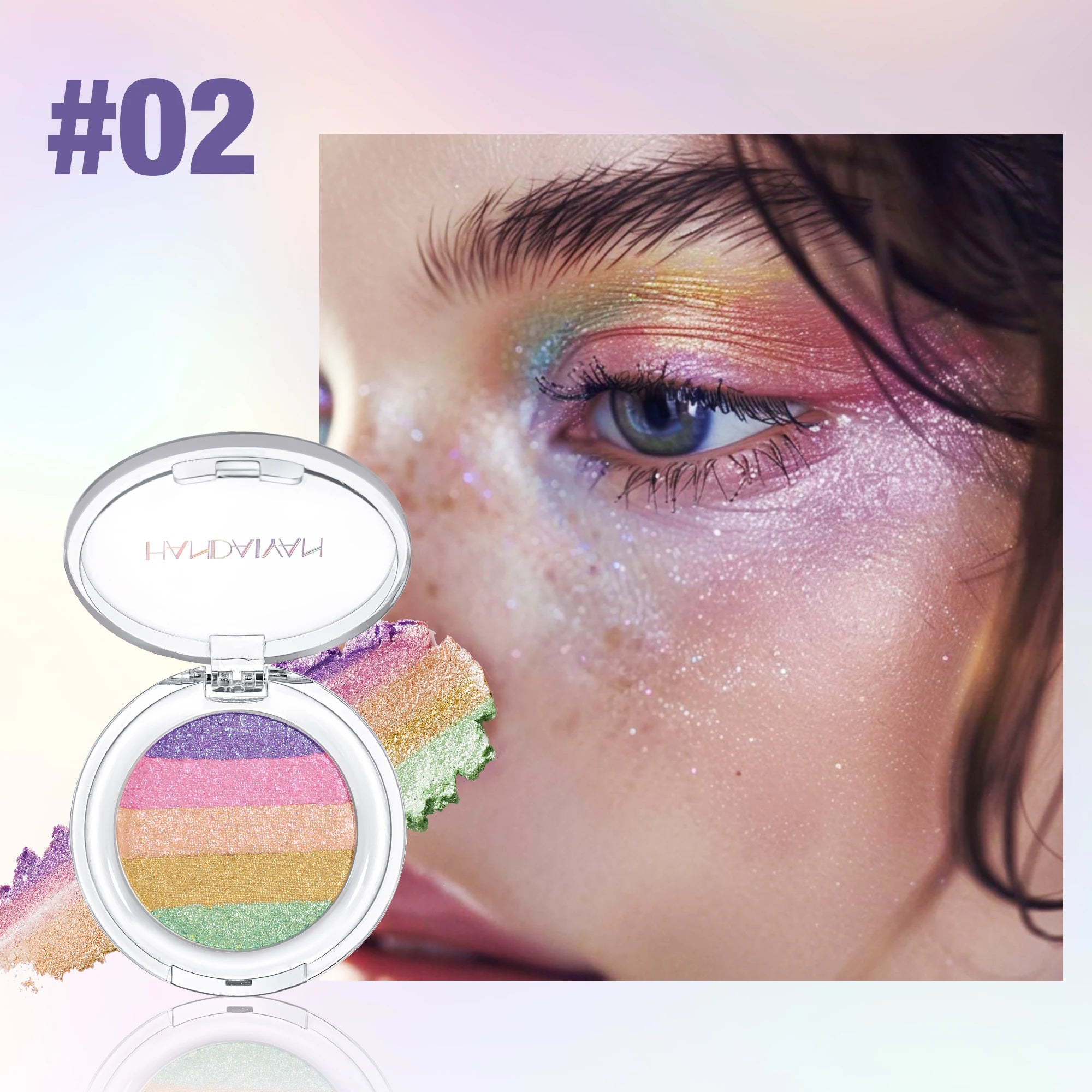 HANDAIYAN 3-Color Chameleon Pearl Shimmer Eye Shadow High-Pigment Glow, Fluorescent Micro-Shimmer Eye Shadow