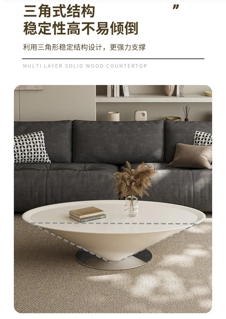 Minimalist Round Coffee Table Unique Aesthetic — White | KIMLUD