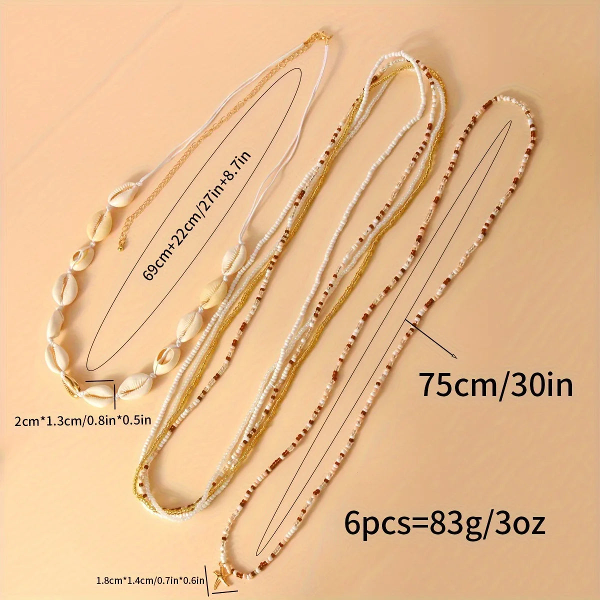 6Pcs Boho Starfish Pendant Seed Bead Beaded Waist Chain for Women Girls Beach Bikini Elastic Belly Belt Body Jewelry Accessories