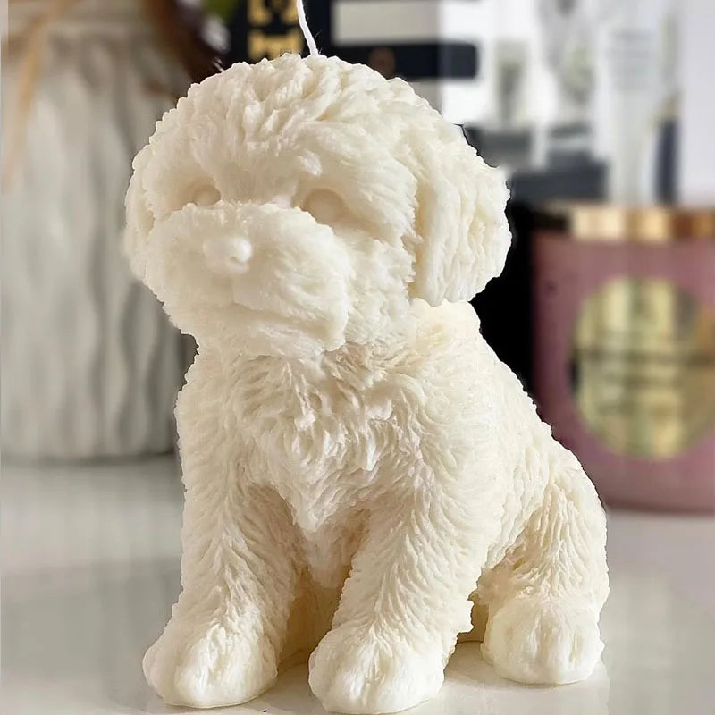 Teddy Dog Candle Mold Cute Animal Pet Puppy Dog Handmade Aromatherapy Plaster Soap Silicone Mould DIY Home Decoration Tools
