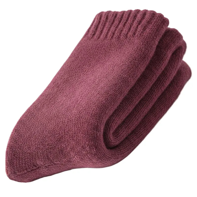 Merino Wool Socks Extra Thick Winter Warm — Black | KIMLUD