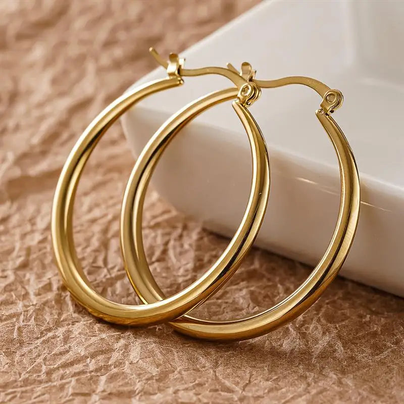 Hoop Earrings – Circle – Stainless Steel For Women | KIMLUD