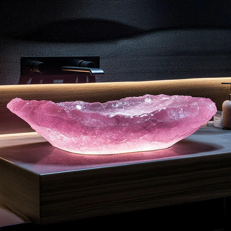 Resin dream crystal stone wash basin custom sales office model room bathroom single basin art table basin