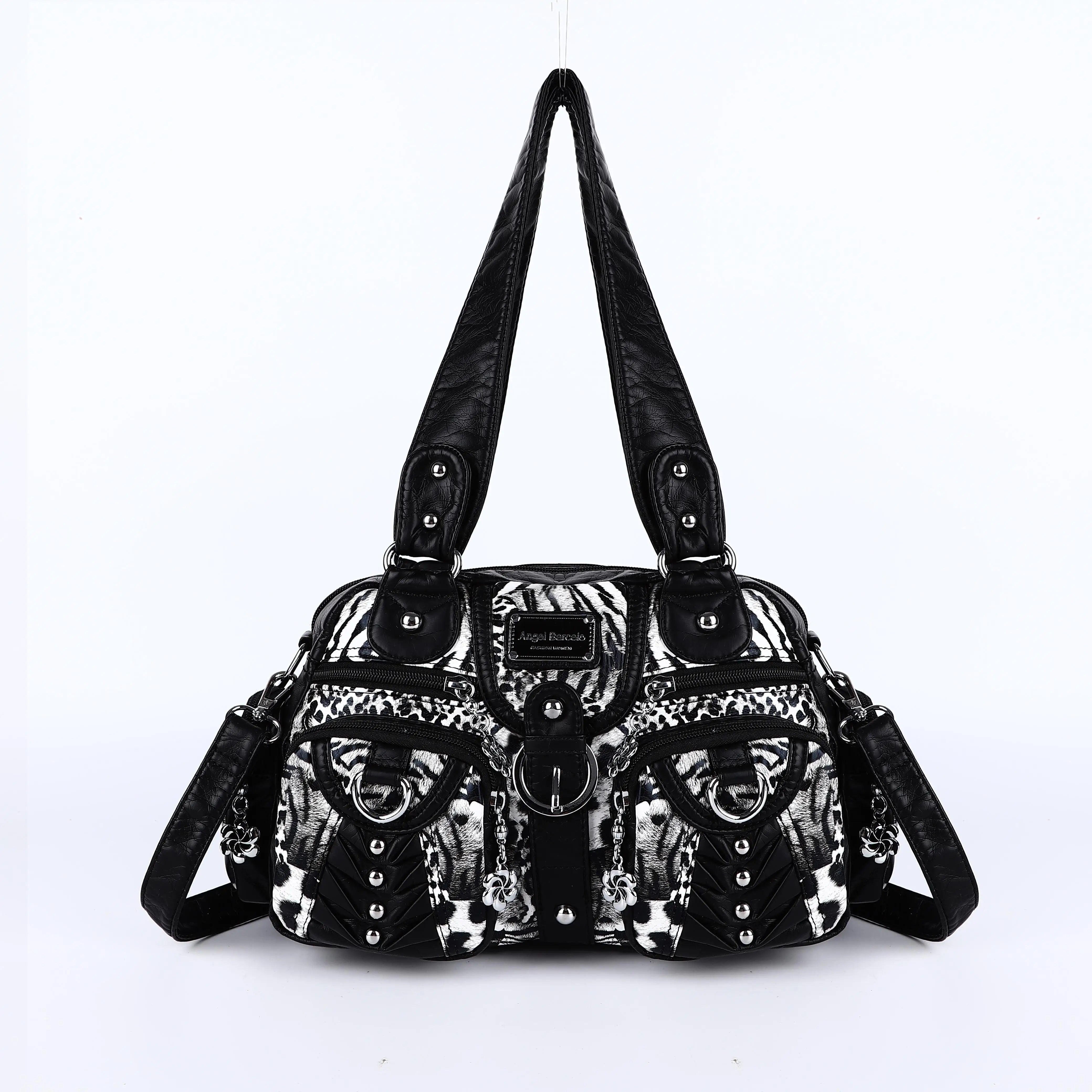 PU Satchel Top-Handle Dumpling Bag — Black | KIMLUD
