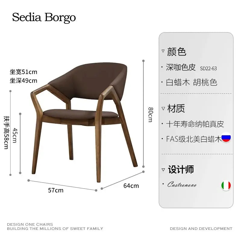 Nordic Chair Ivory Leather On Walnut Wood — Ivory | KIMLUD