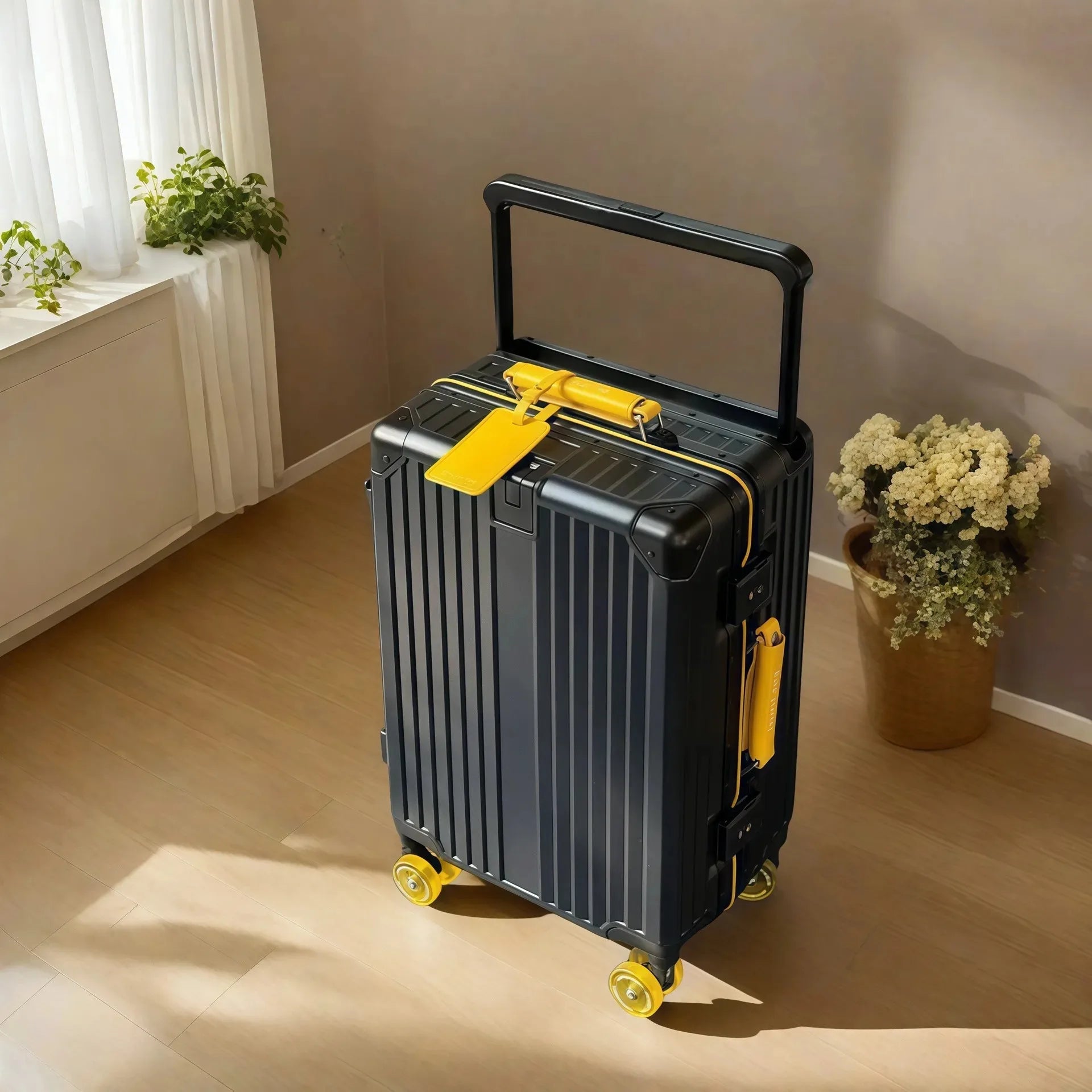 Wide Handlebar Travel Balance Trolley Suitcase with Colorful Silent Wheels TSA Lock Rolling Luggage Large Capacity PC Material