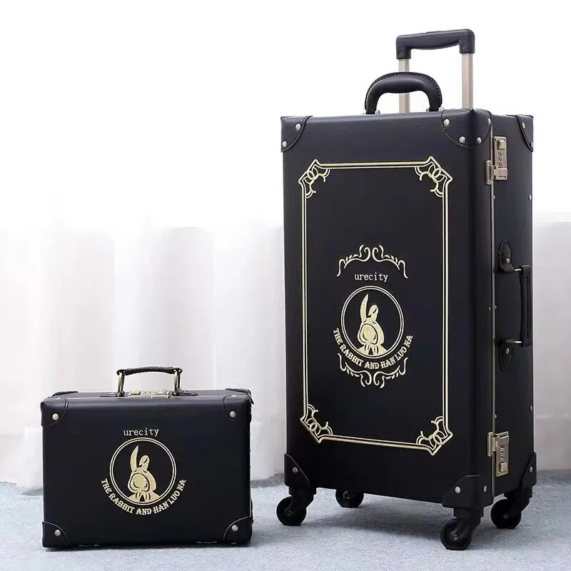 Luggage Hand Embroidered Rolling Travel Set — Blue | KIMLUD