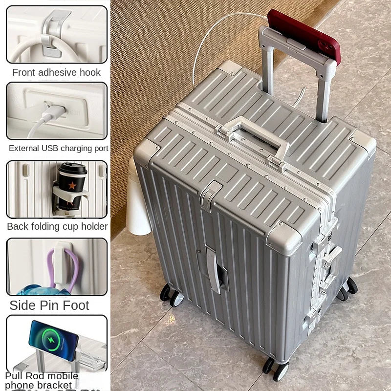 Large Capacity Suitcase 30-inch Sturdy and Durable ABS+PC Rolling Luggage Aluminum Frame Cabin Trolley Case 20 inch Boarding Box
