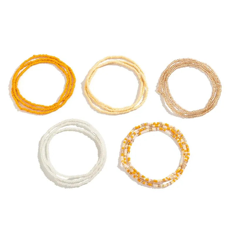 Bohemian Beaded Waist Chain Multilayer Belt — Orange | KIMLUD