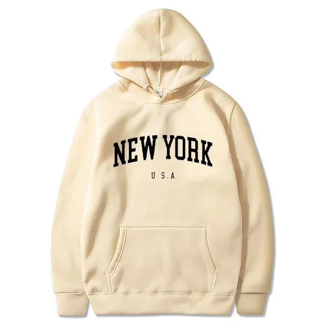 Hoodies – City Letter Graphic – Polyester – Loose Casual | KIMLUD