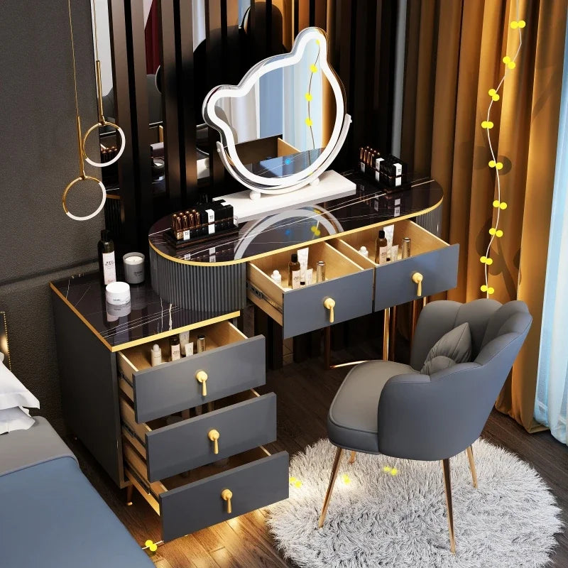 European Modern Vanity Table Storage Brass Hardware — Deep Blue-Dust | KIMLUD