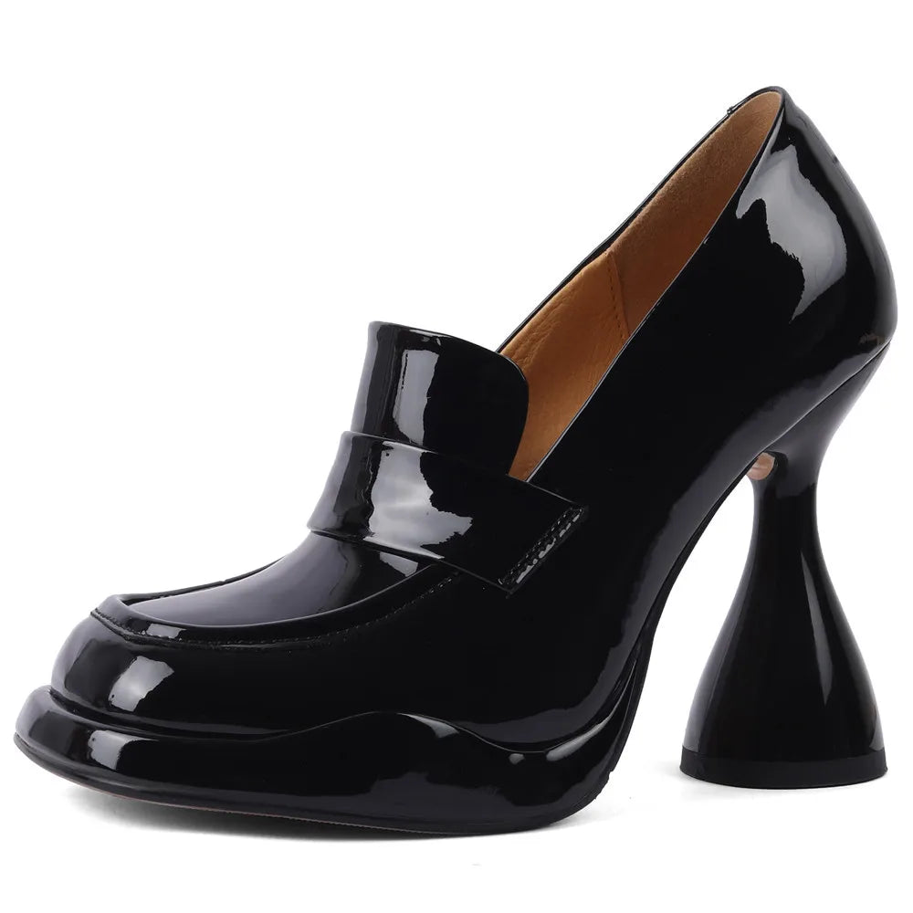 Aucegi New Concise Platform Square Toe Women's Pumps Strange Style Chunky High Heels Orange Non-slip Party Dress Wild Footwear