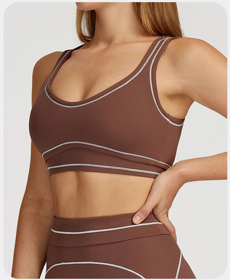 Breathable Yoga Sports Bra Color-Contrast — Multicolor | KIMLUD