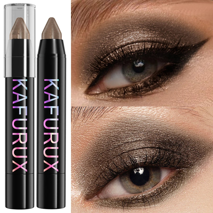 1pc Brown Pearl Eyeshadow Stick Pen Waterproof Long Lasting Eye Shadow Makeup Dark Smoky High Pigments Eye Cosmetic  Palette