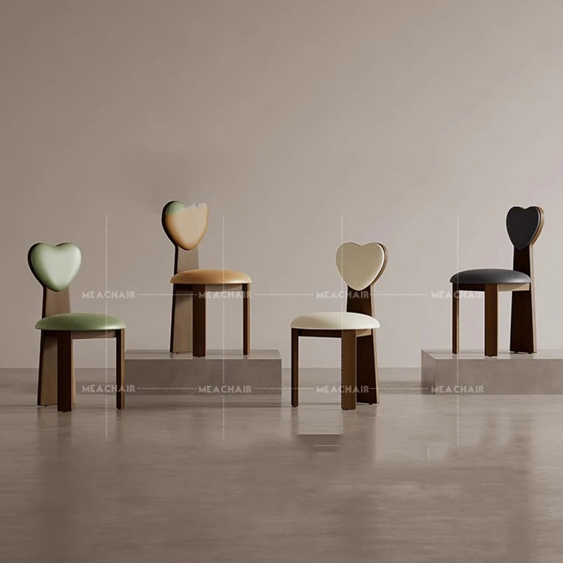 Solid Wood Dining Chair Leather Upholstered Backrest Handcrafted Nordic Minimalist — Natural | KIMLUD