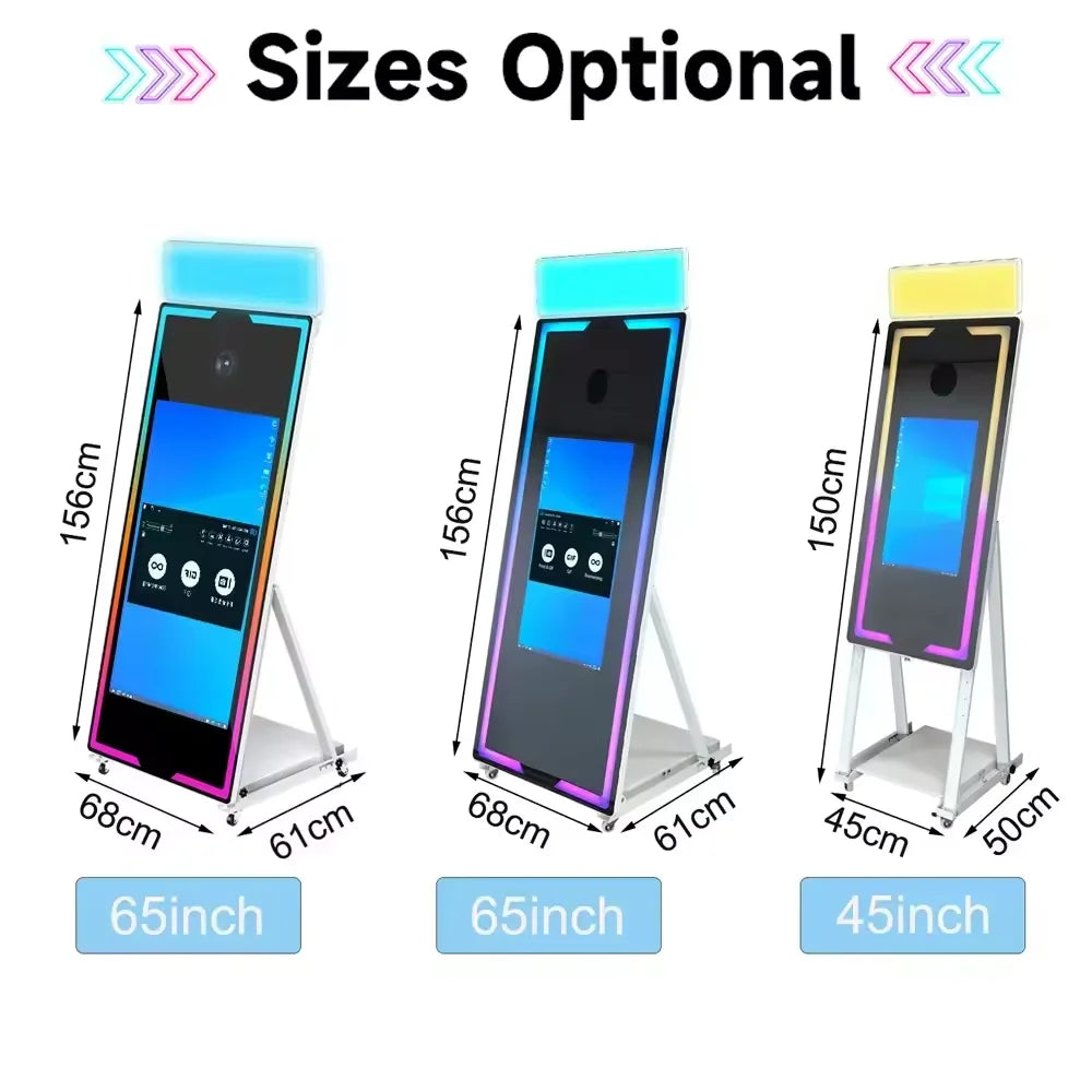 Magic Mirror Photo Booth Portable Touch Screen Mirror Photo Booth Machine with Square Light For Wedding Party Activity