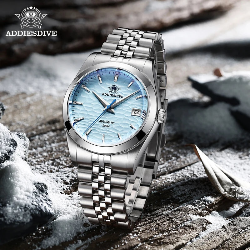 ADDIESDIVE Automatic Mechanical Watch Man European American Business Leisure Wristwatch Luxury Silver Luminous Waterproof Watch