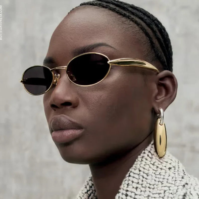 Metal Sunglasses Y2K Oval Small Frame — Colorful | KIMLUD
