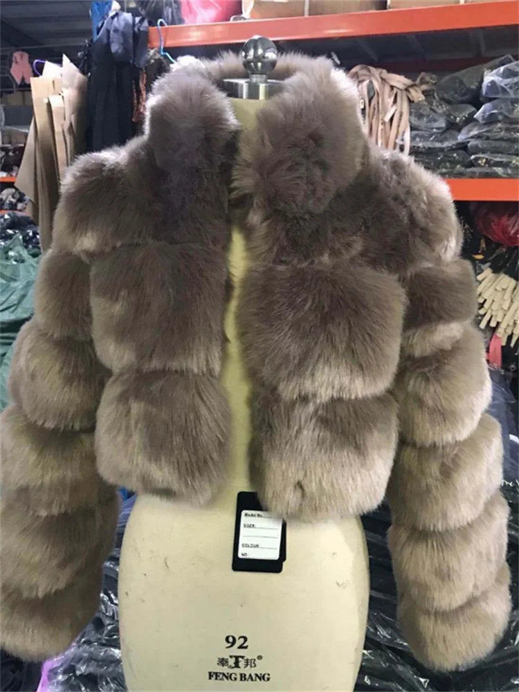 WESAYNB Winter Clothes 2022 Fashion Faux Fur Coats Women Long Sleeve Warm Tops Quilted Faux Fur Jackets For Women Wholesale