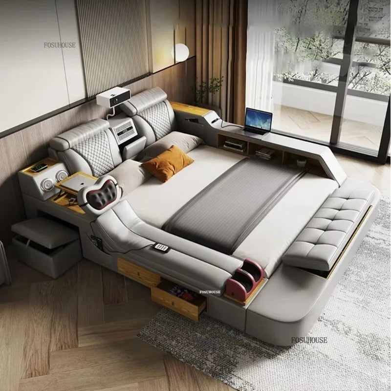 Simple Bedroom Beds Smart Massage Tatami Double Bed Modern Wedding Bed with Projector Multifunctional Beds Bedroom Furniture
