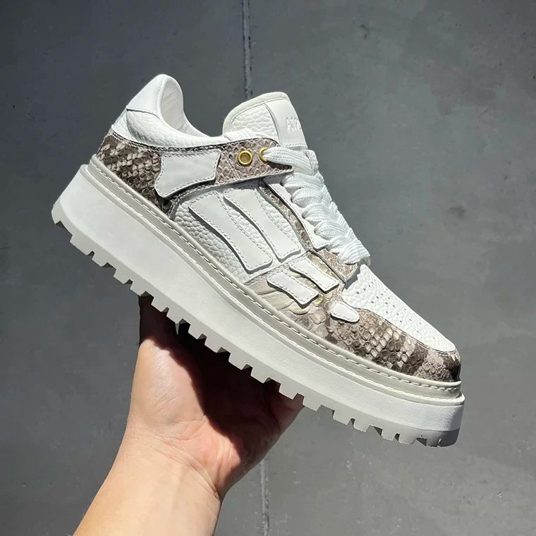 Men Genuine Leather Casual Shoes Personality Design Sport Shoe Outdoor Driving Jogging Shoes Men White Platform Sneakers Loafers