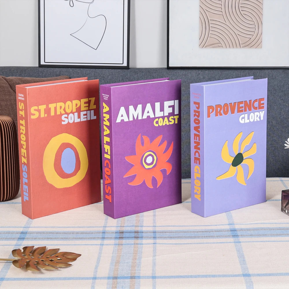 Foldable Faux Books Three-Piece Set for Couture Coffee Table Decor — Black | KIMLUD