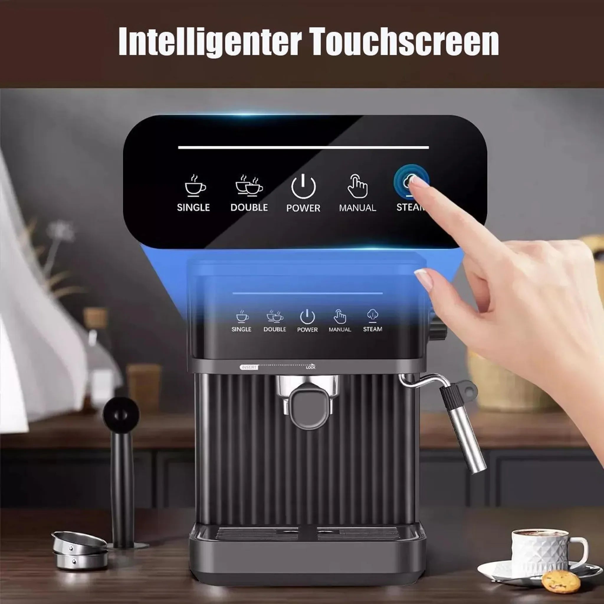 Espresso Machine – 20 Bar Pressure – Black | KIMLUD