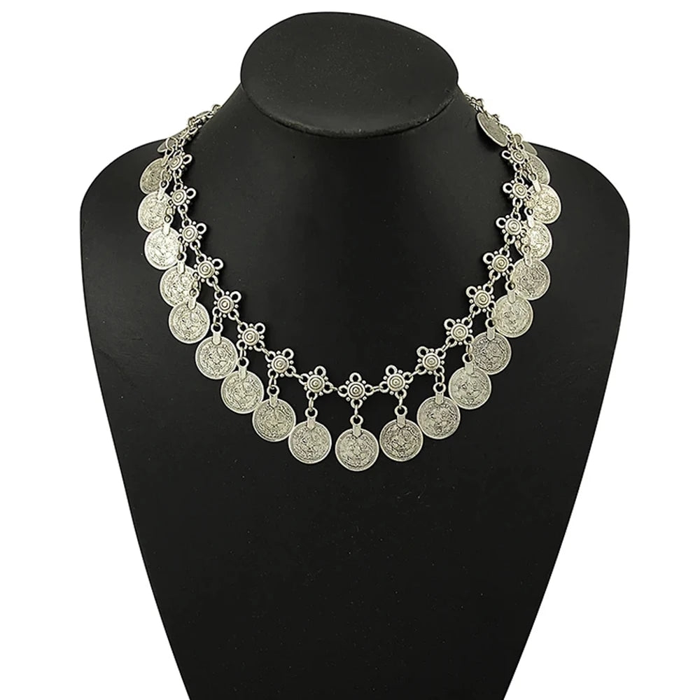 Afghan Turkey Coins Necklace Earrings for Women Vintage Boho  Ethnic IndianTribal Bride Choker Statement Necklaces Jewelry Sets
