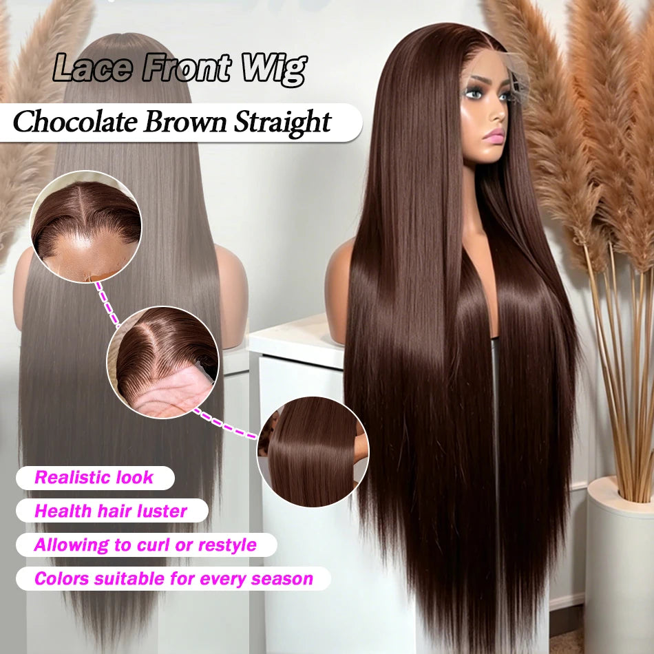Lace Front Wig – 13x4 Straight – Remy Hair – Chocolate Brown | KIMLUD