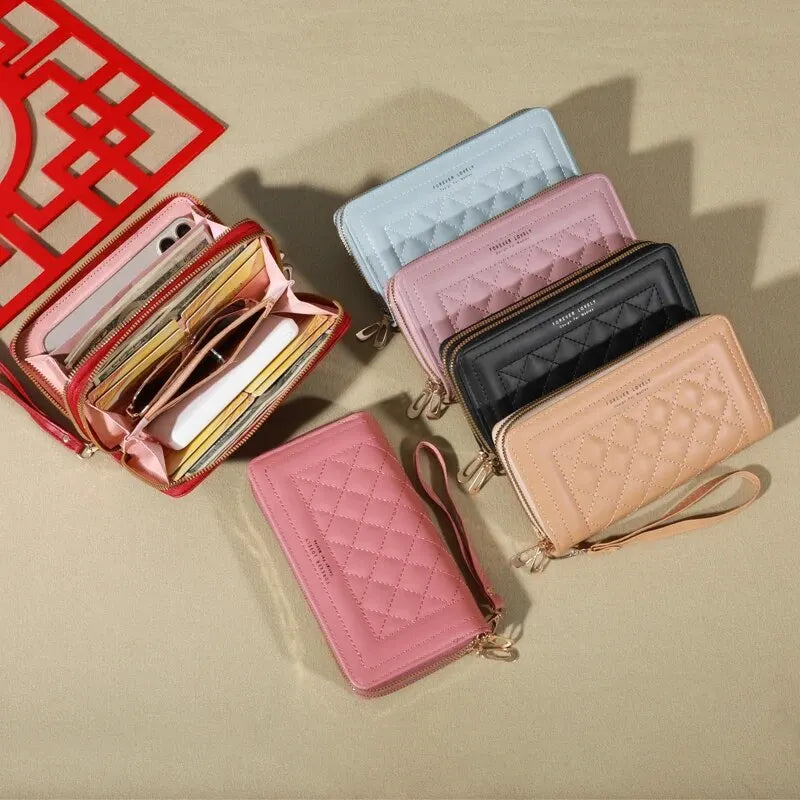 Long Women's Wallet Female Purses Tassel Coin Purse Card Holder Wallets Double Zipper Pu Leather Clutch Luxury Money Phone Bag