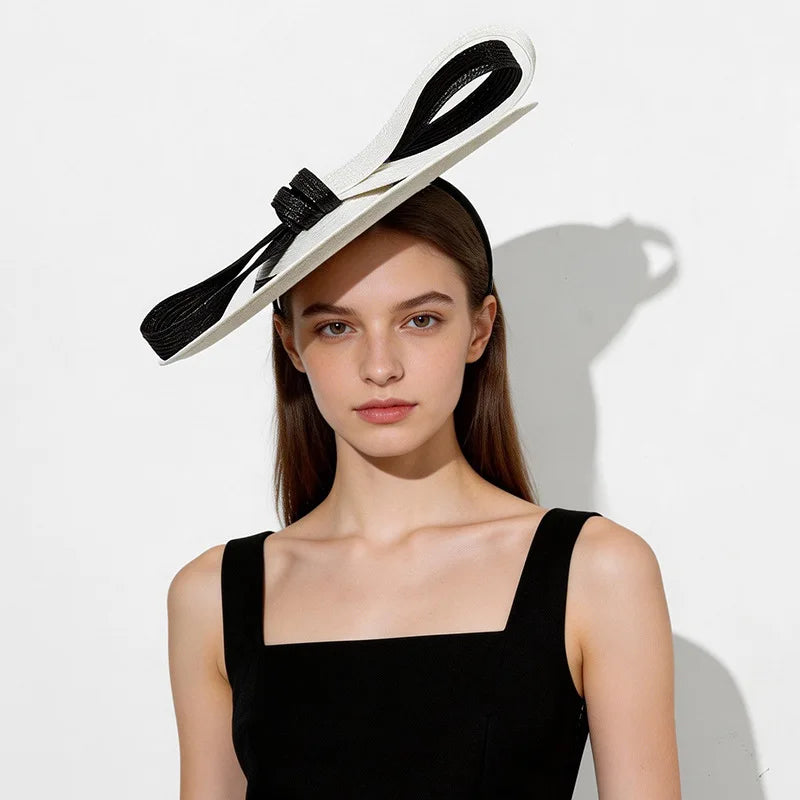Straw Striped Fascinator Headpiece — Natural | KIMLUD